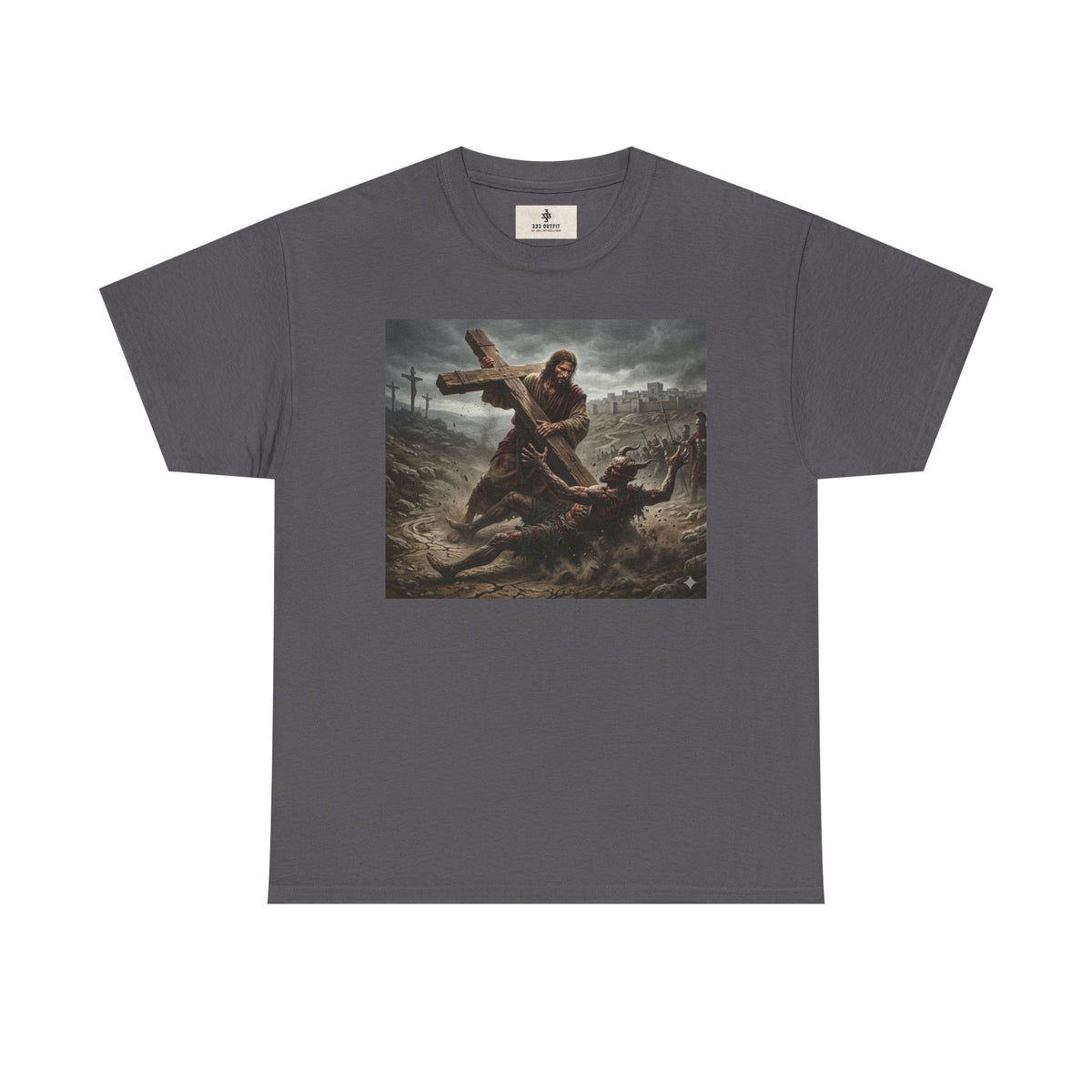 T-Shirt — Dramatic Crossfall Graphic Tee (Religious/Christian Art)