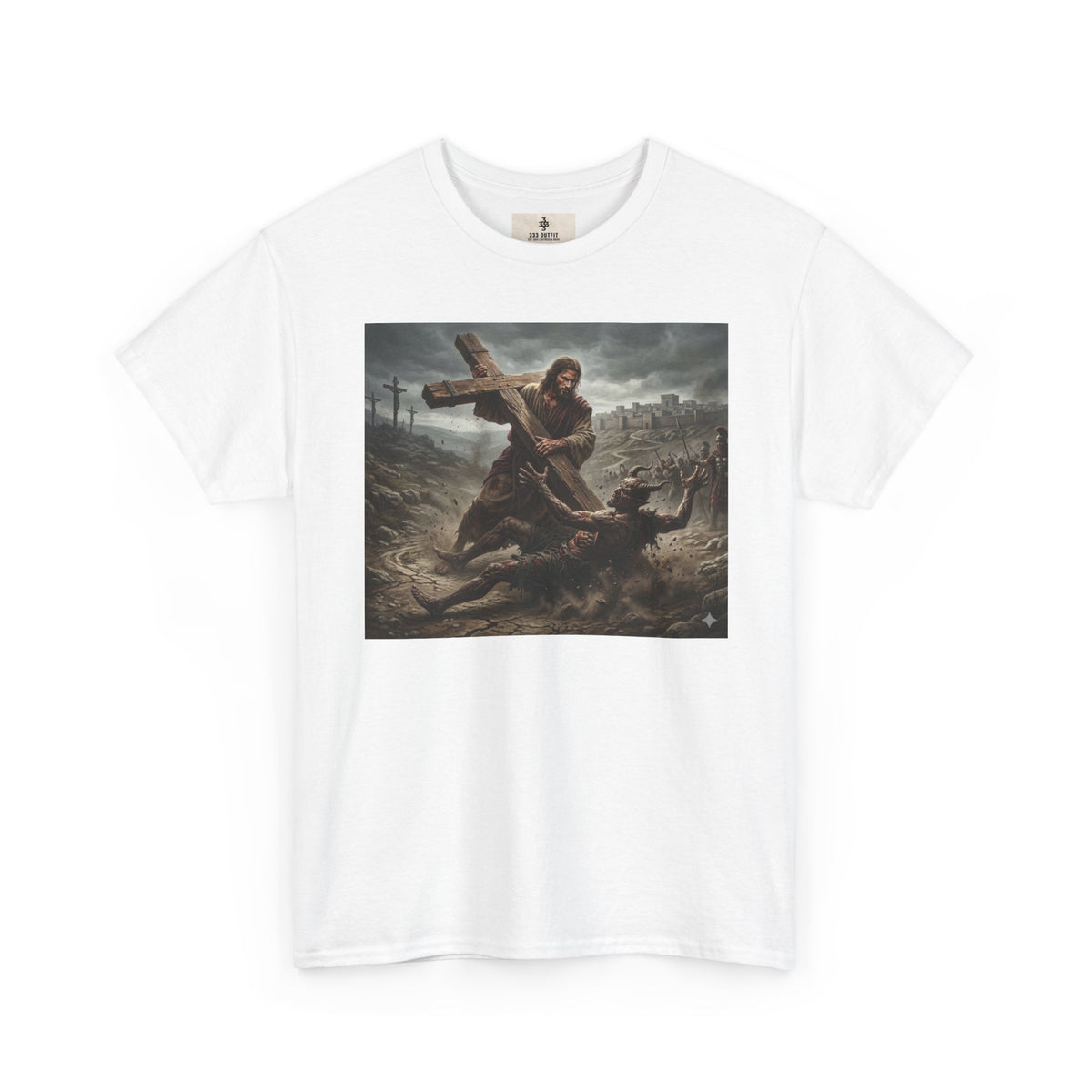 T-Shirt — Dramatic Crossfall Graphic Tee (Religious/Christian Art)
