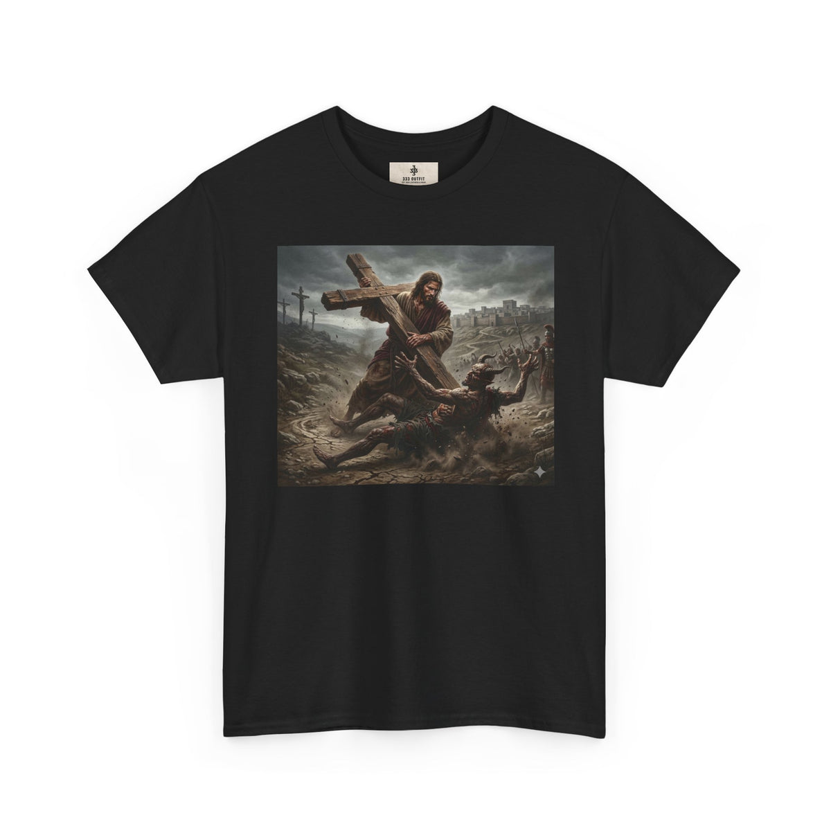 T-Shirt — Dramatic Crossfall Graphic Tee (Religious/Christian Art)