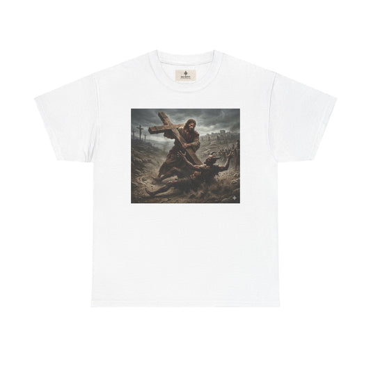 T-Shirt — Dramatic Crossfall Graphic Tee (Religious/Christian Art)