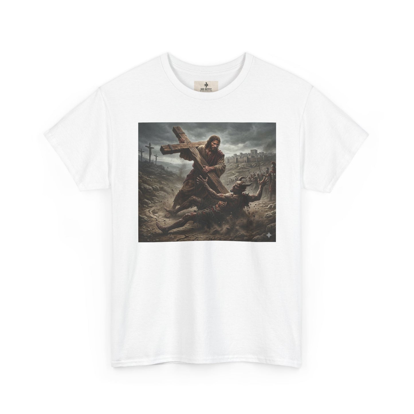 T-Shirt — Dramatic Crossfall Graphic Tee (Religious/Christian Art)