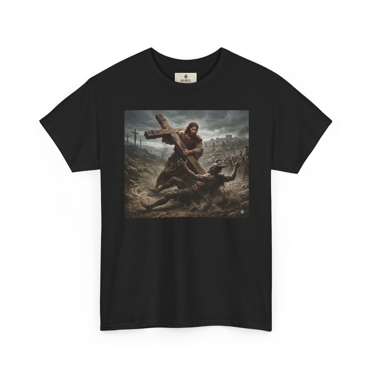 T-Shirt — Dramatic Crossfall Graphic Tee (Religious/Christian Art)